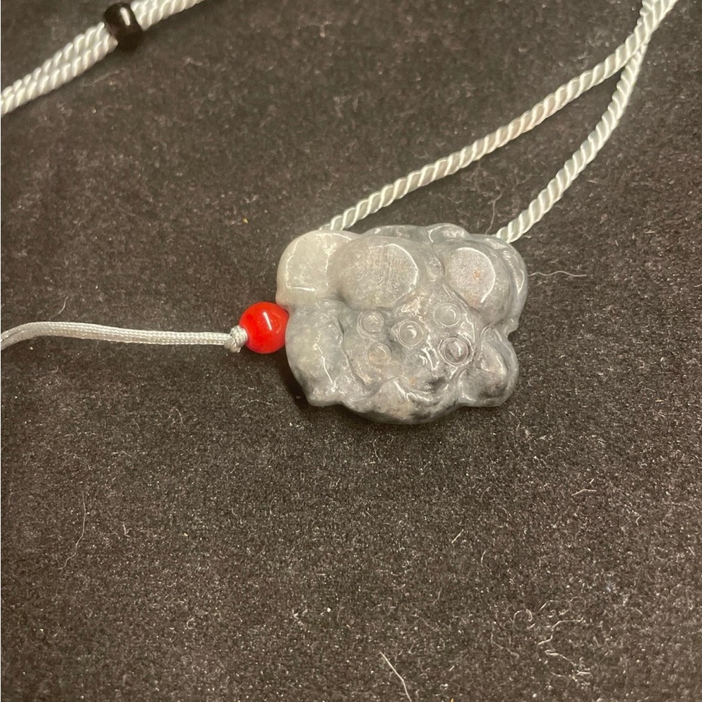 Detailed Certified Hand Carved Jade Berry Pendant with Necklace